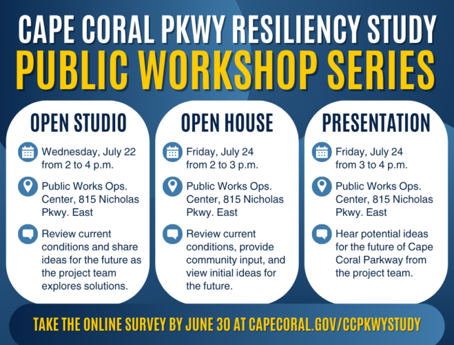 Cape Coral Parkway resiliency workshops set for Wednesday, Friday